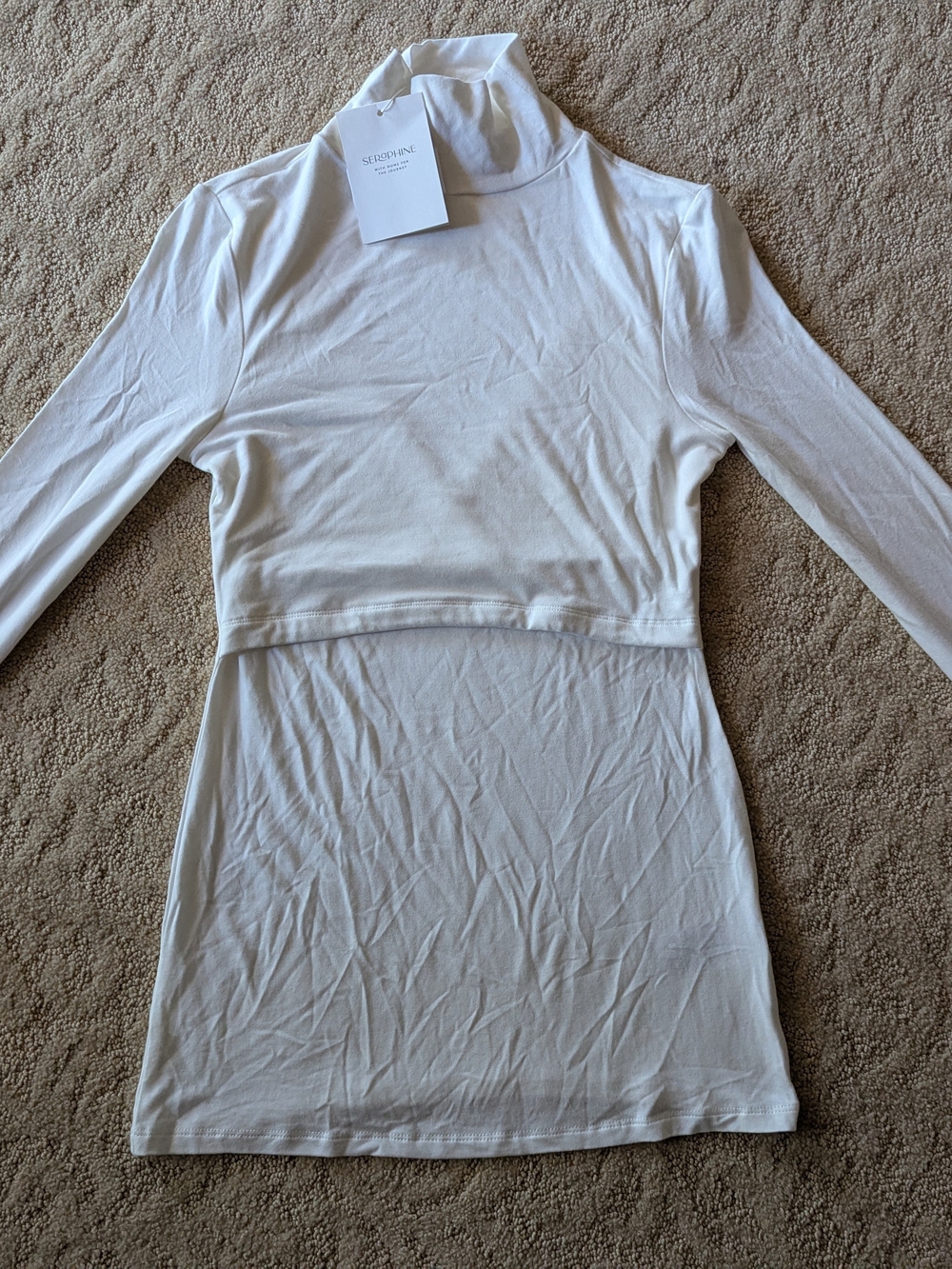 Seraphine Maternity Cream Long-Sleeve Turtleneck Top
